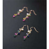 Faceted Sapphire Earrings Yellow 14K Tassel Ear Line for Girlfriend