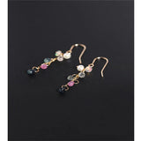Faceted Sapphire Earrings Yellow 14K Tassel Ear Line for Girlfriend