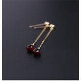 Faceted Water Drop Garnet Earrings 14K Gold Red Gemstone Customizable