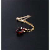 Faceted Water Drop Garnet Earrings 14K Gold Red Gemstone Customizable