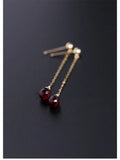 Faceted Water Drop Garnet Earrings 14K Gold Red Gemstone Customizable