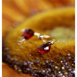 Faceted Water Drop Garnet Earrings 14K Gold Red Gemstone Customizable