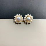 Freshwater Pearl Studs Earrings 925 Sterling Silver Hand Winding