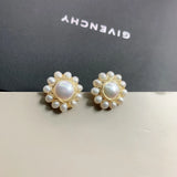 Freshwater Pearl Studs Earrings 925 Sterling Silver Hand Winding