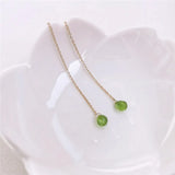 Green Peridot Long Earrings 14K Filled For Women Gift