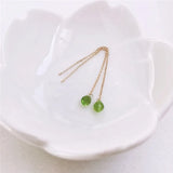 Green Peridot Long Earrings 14K Filled For Women Gift