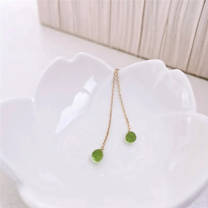 Green Peridot Long Earrings 14K Filled For Women Gift
