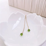 Green Peridot Long Earrings 14K Filled For Women Gift