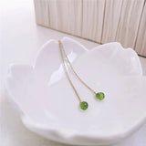 Green Peridot Long Earrings 14K Filled For Women Gift