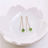 Green Peridot Long Earrings 14K Filled For Women Gift