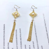 Hollow Freshwater Pearl Palace Retro Earrings Tassel Step Shaking Ear Hook