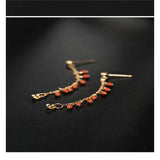 Liangshan South Red Agate Earrings Women's 14K Yellow Short Earrings Gift