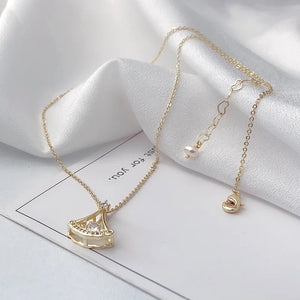 Micro Diamond 14k Gold-plated Pearl Necklace