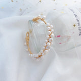 Natural Freshwater Pearl Bangle Bracelet 14K Plated Jewelry
