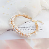 Natural Freshwater Pearl Bangle Bracelet 14K Plated Jewelry