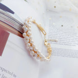 Natural Freshwater Pearl Bangle Bracelet 14K Plated Jewelry