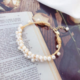 Natural Freshwater Pearl Bangle Bracelet 14K Plated Jewelry