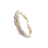 Natural Freshwater Pearl Bangle Bracelet 14K Plated Jewelry
