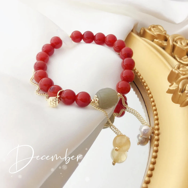 Natural Red Agated Bracelet 14k Filled Jewelry For Women Gift