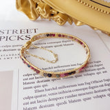 Natural Tourmaline Bangle Bracelet 14K Plated Jewelry Women Gift