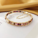 Natural Tourmaline Bangle Bracelet 14K Plated Jewelry Women Gift