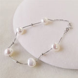 Baroque Pearl Bracelet 925 Sterling Silver Natural Freshwater Pearls For Women