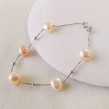Baroque Pearl Bracelet 925 Sterling Silver Natural Freshwater Pearls For Women