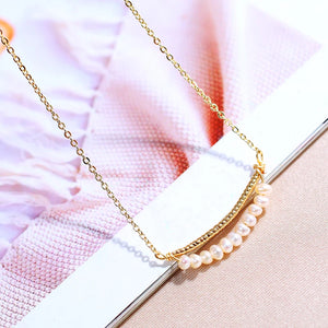 Baroque Pearl Pendant Necklace Crescent Design