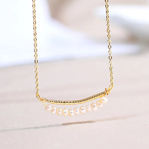 Baroque Pearl Pendant Necklace Crescent Design
