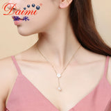Romantic Peach Blossom S925 Sliver Necklace Pendant with Water Drop Pearl