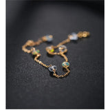 Starry Faceted Aquamarine Bracelet Yellow 14K Opal Bracelet Gift