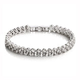 925 Silver Crystal Bracelet Full 5A Zircon Charm Bangles Wedding Jewelry