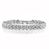 925 Silver Crystal Bracelet Full 5A Zircon Charm Bangles Wedding Jewelry