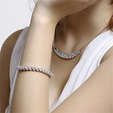 925 Silver Crystal Bracelet Full 5A Zircon Charm Bangles Wedding Jewelry