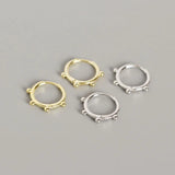 925 Silver Small Beads Hoop Earrings Geometric Ear Clip