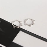 925 Silver Small Beads Hoop Earrings Geometric Ear Clip
