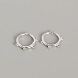 925 Silver Small Beads Hoop Earrings Geometric Ear Clip