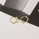 925 Silver Small Beads Hoop Earrings Geometric Ear Clip