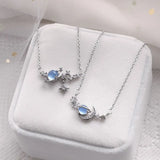 925 Silver Moon Crystal Necklace Zircon Star Pendant Jewelry