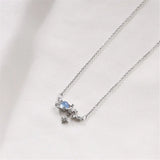 925 Silver Moon Crystal Necklace Zircon Star Pendant Jewelry