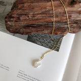 925 Silver Natural Pearl Pendant Baroque Choker Necklace for Women