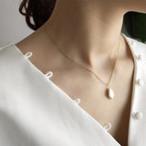925 Silver Natural Pearl Pendant Baroque Choker Necklace for Women