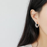 925 Silver Pearl Earrings Freshwater Beaded Hoop Females