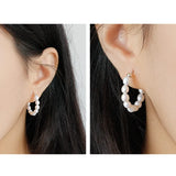 925 Silver Pearl Earrings Freshwater Beaded Hoop Females