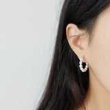925 Silver Pearl Earrings Freshwater Beaded Hoop Females
