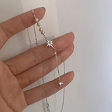925 Sterling Silver Stars Tassel Necklace Pearl Choker