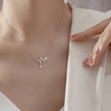 925 Silver Zircon Heartbeat Necklace Heart Pendant Wedding Jewelry