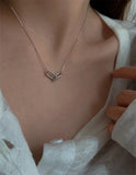 925 Silver Geometric Pendant Necklace Vintage Clavicle Chain for Women