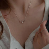 925 Silver Geometric Pendant Necklace Vintage Clavicle Chain for Women