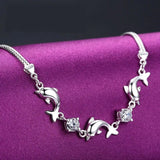 Dolphin Amethyst Bracelet 925 Silver Purple Zircon Crystal Jewelry